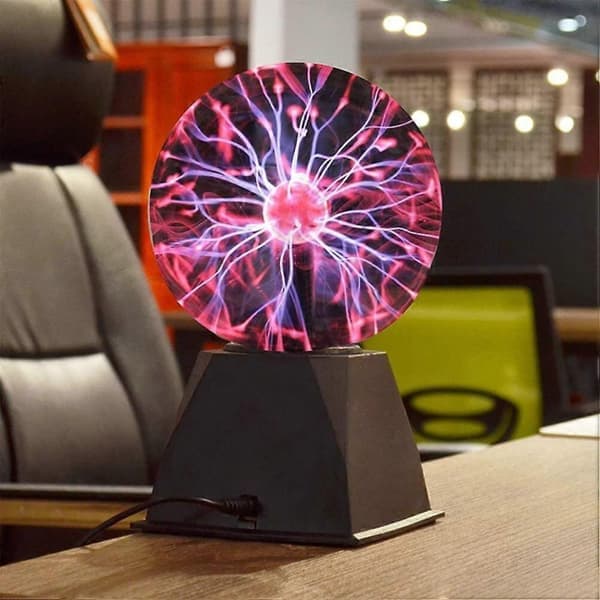 Mini Plasma Ball Lampa - Touch- & ljudkänslig, interaktiv blixt-effekt, USB-driven 14 cm (Blå/Röd)