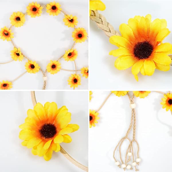 2 st blommig hippie-pannband blomsterkrans sommar solros hår