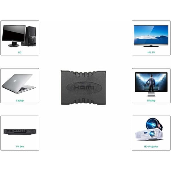 HDMI-kopplingsadapter, 2-pack guldpläterad hona till hona 4K HDMI-förlängningskoppling, 3D 4K Arc Ethernet-stöd