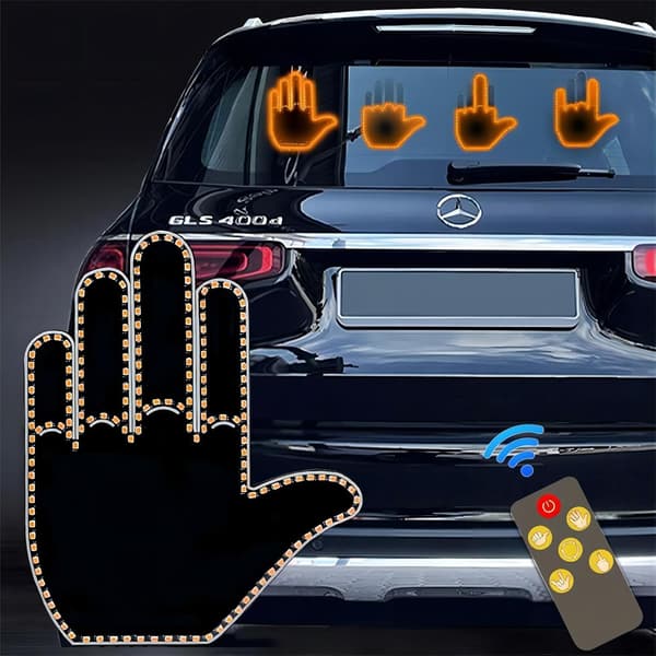 Funny Hand Gesture LED Car Rear Window Number Lights with Remote Control[JUN] colorful colorful