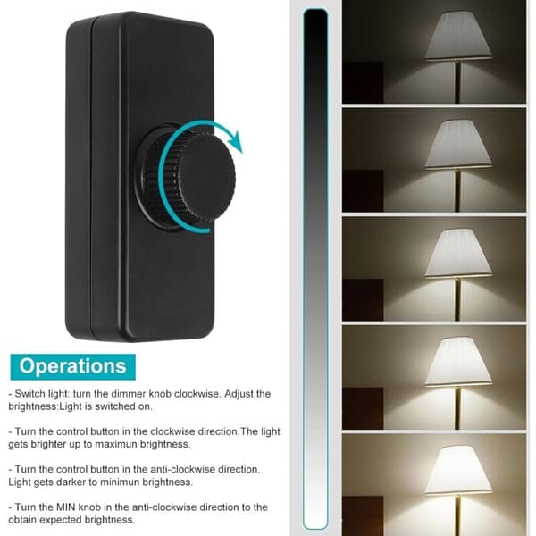 3-100W LED-dæmper med drejeknap til dæmpbare LED-, halogen- og glødepærer, 220-240V, sort, CE-certificeret