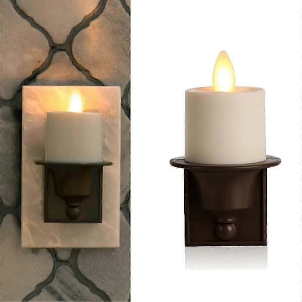 Flameless Candle Night Light Patented Flickering Real Flame Effect Plugs Into Outlet - Dusk To Dawn