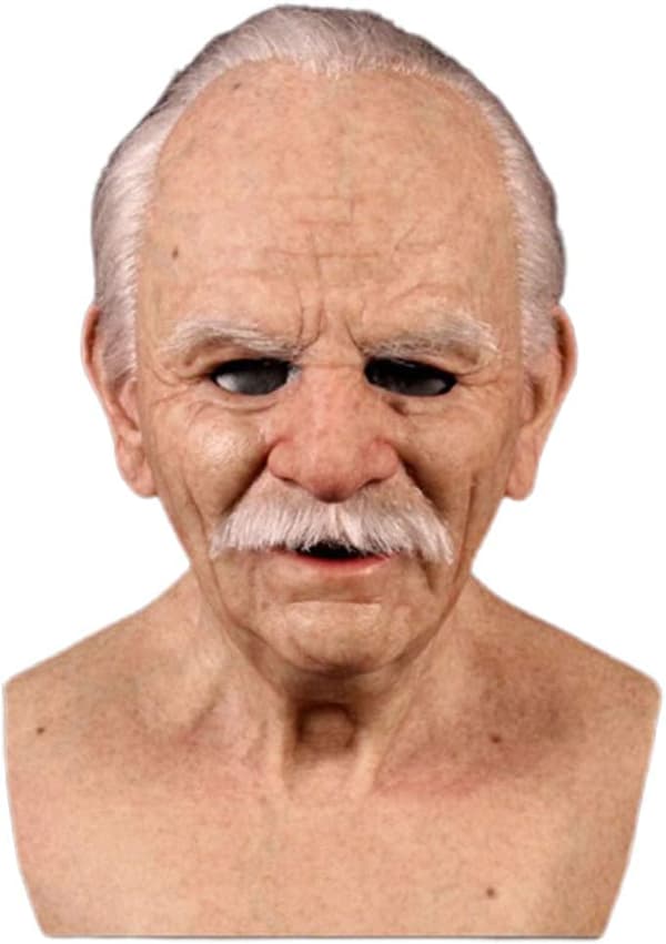 Realistic Old Man Silicone Halloween Mask Full Head Costume-FY-