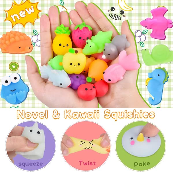 Squishy Mini Kawaii Festposefyld til børn Bløde Fidget Stress Squeeze Præmier Børn Påske Julegaver (Farve tilfældig) -FA-