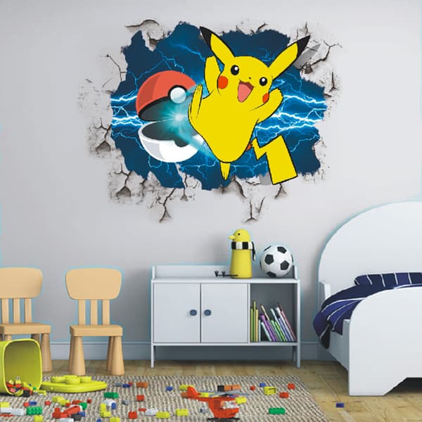 Pikachu 3D stridande Tyrannosaurus väggdekor för barnrum