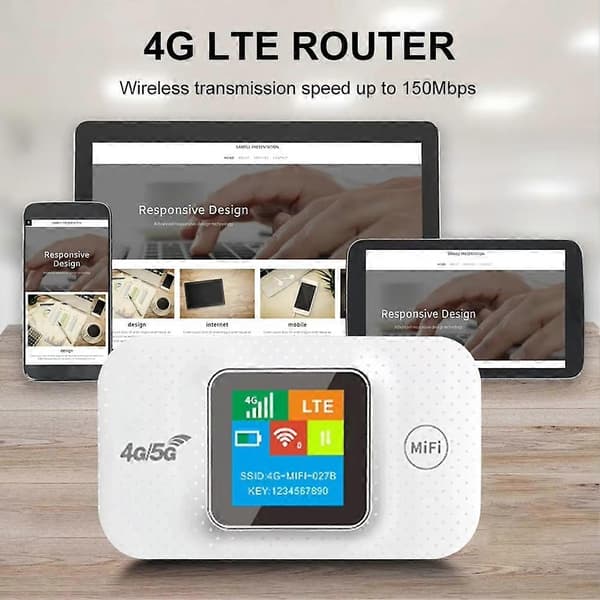 4G/5G Bærbar WiFi Hotspot Router med SIM-kortplads