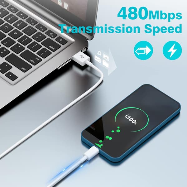 USB-C Opladerkabel 2-pak 3FT/1M USB A til USB-C Kabel Hurtig Opladning Kompatibel - Hvid