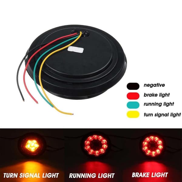 2 stk. 16 LED Dobbeltfarvede Baglygter Runde Baglygter til Lastbiler Bremse Stop