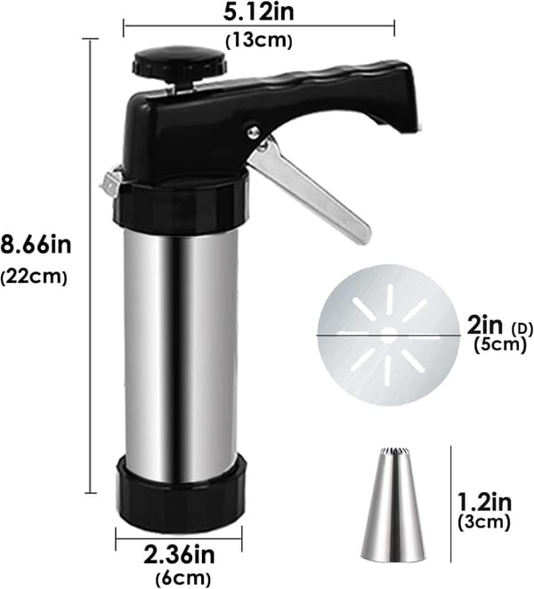 Kikspressepistol i rustfrit stål Spritz Cookie Maker Maskine til