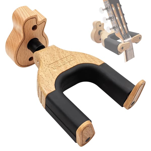 Gitarveggfeste, autolås gitarvegghenger gitarholder hardt trebase i gitarform gitarkrok for akustisk