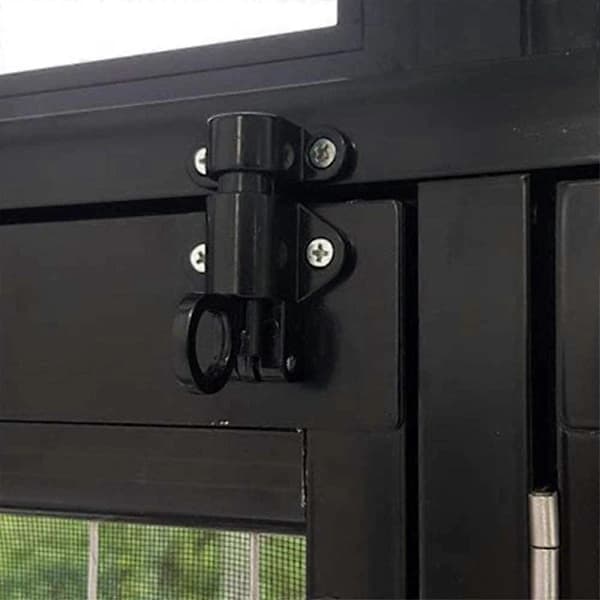 Sliding Cylinder Lock, 1 Black Aluminum Alloy Hasp, Small Thick Spring Security Hasp for Bathroom Door
