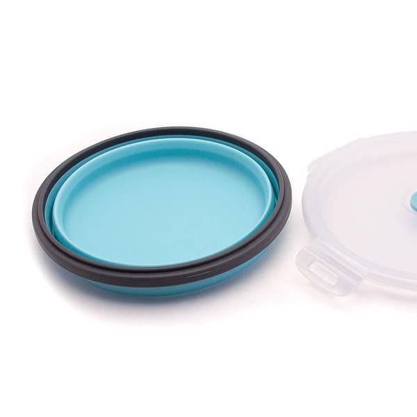 2 stk Sammenleggbar matboks / oppbevaringsboks silikon 800 ml Ljusblå blue