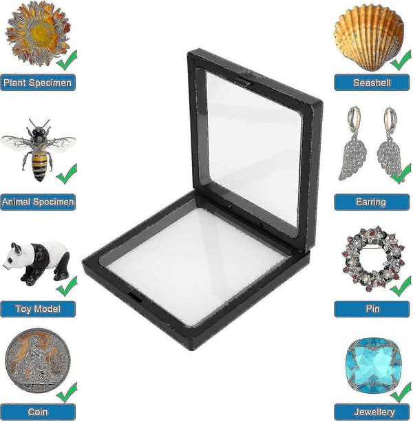 10 st Flytande Displayfodral, 3D Flytande Ram Display H D, Transparent Pe Smyckesförvaringslåda För Cen S Aa Ls Prover Ch