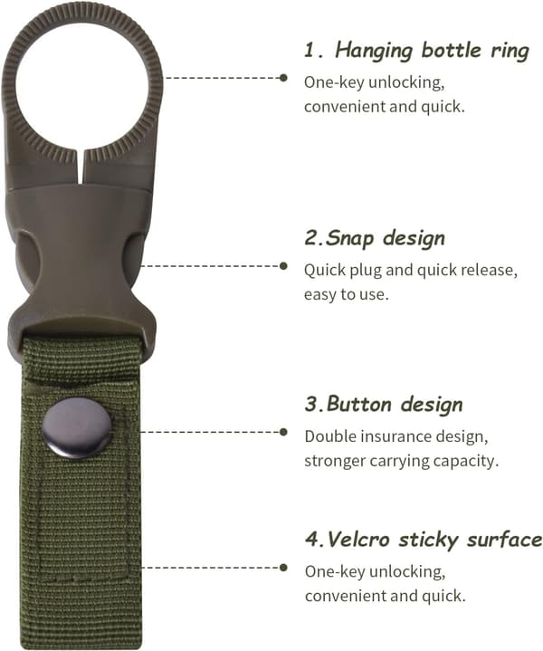Water Bottle Hanging Strap 6 PCS Hanging Buckle Portable Water Bottle Buckle Hook Nylon Strap Buckle Strap Clip
