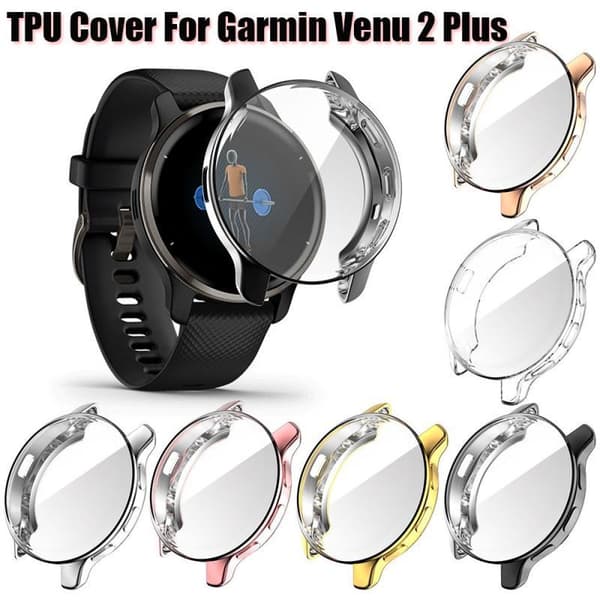 Klokkeetui Garmin Venu 2 Plus 43 mm heldekkende skjermbeskytter (Gull)
