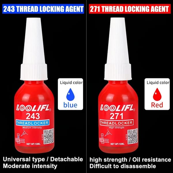 243 Blå medium styrke gevindlås, 50 ml aftagelig anaerob gevindlåsningslim til skruer