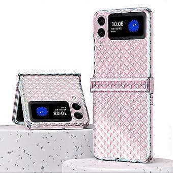 Crystal Plated Case Compatible with Samsung Galaxy Z Flip 3 with Hinge Protection, Transparent Shockproof PC Case Compatible with Women