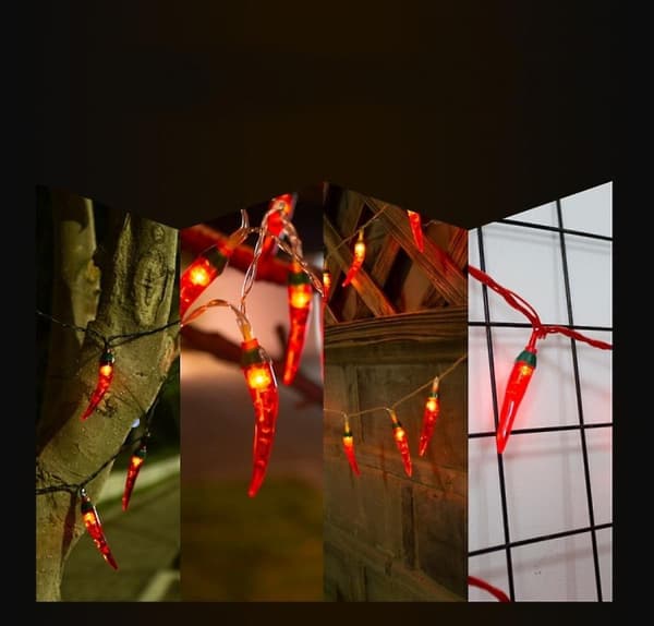 50 Red Chili Pepper Battery Operated LED String Lights