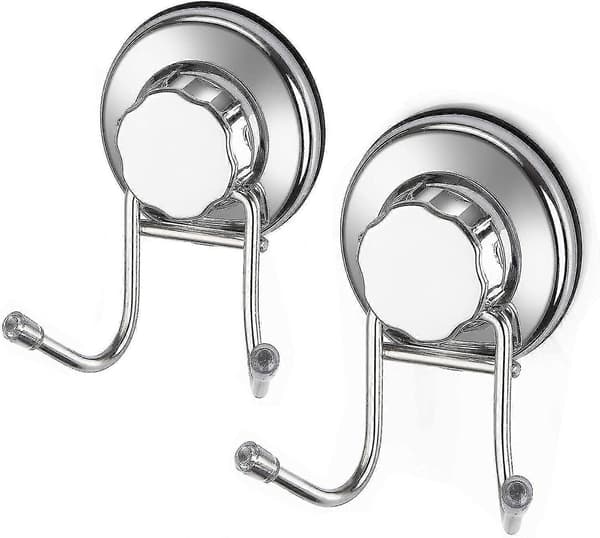 Starka sugkoppskrokar, skadefria rostfria stålkrokar, 2-pack