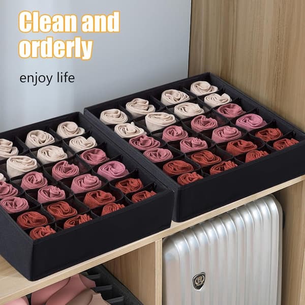 Underwear Storage Boxes - 2 pcs 24 Compartment Drawer Organizer Bra Socks Foldable Drawer Divider For Wardrobe Foldable For Underwear, Bras, Socks,_yu