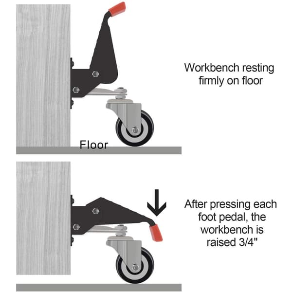 Retractable Workbench Casters with Removable Mounting Plate