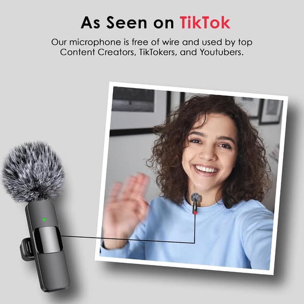 Langaton mikrofoni iPhonelle, iPadille, Androidille, Lavalier-mikrofoni videon tallennukseen, podcast-mikrofoni, ASMR, TikTok