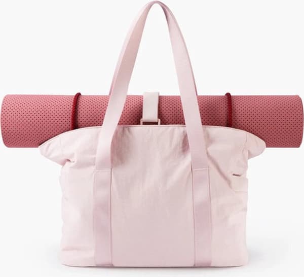 Women's Zipper Bag, Large Waterproof Polyester Shoulder Bag with Laptop Compartment, Pink, 39 x 15.5 x 31 cm