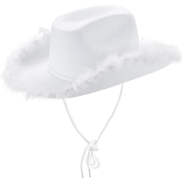 Cowboy-stil filthat for kvinner til rollespill, cosplay, bursdagsfest, hvit