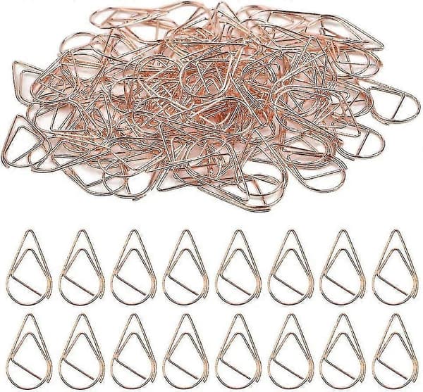 100 stk. små metalclips, dråbeformede kontorclips til organisering af dokumenter