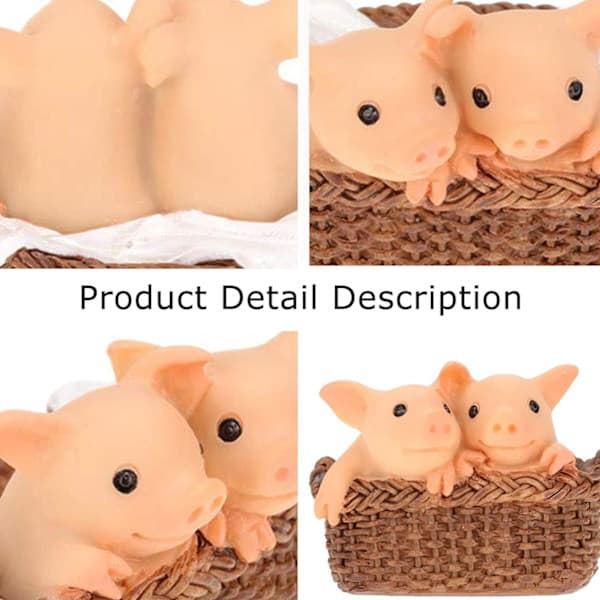 Creative Cute Pig Simulation Cartoon Animal Model Decoration (Small Pig in Basket)
