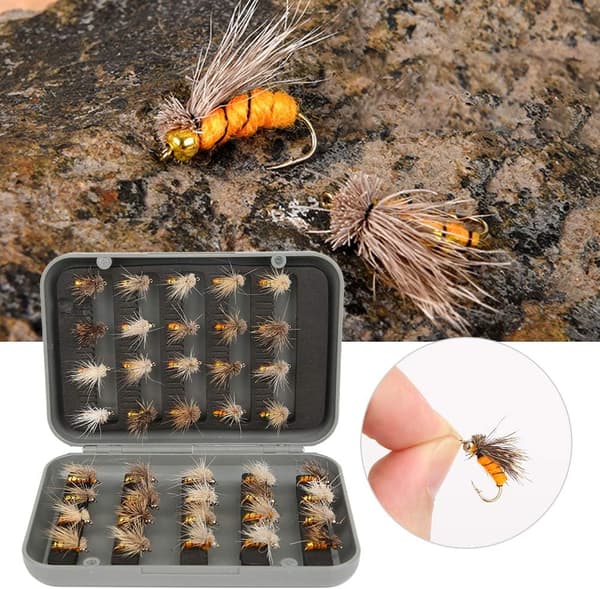Flugfiske Flugor Kit, 40 st Fiskedrag Paket Flugfiske E, ZQKLA