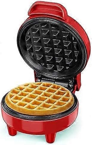 Mini Waffle Iron, Waffle Maker, Clear Indicator Light, Non-stick Coating, Cool Touch Handle, Compact Size Red Red Red