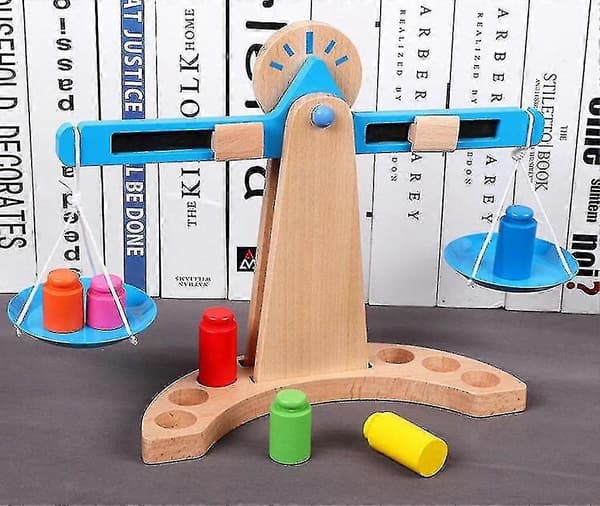 Scale / Wooden Baby Scale, Shop Accessory, Incl. Weights, From 3 Years