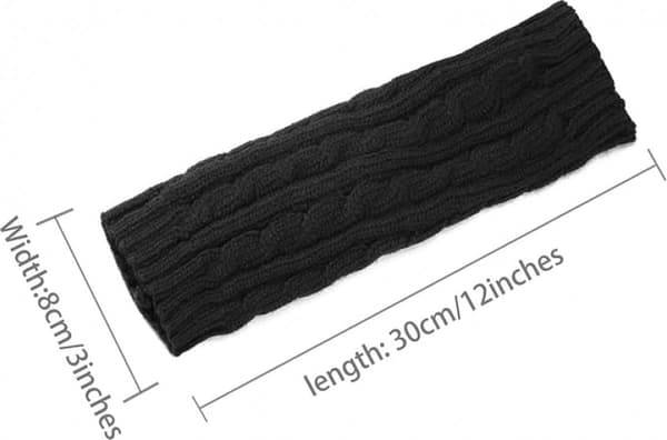 Sorte håndledsvarmere, lange strikkede fingerløse handsker, varme vinterærmer, unisex til udendørs brug