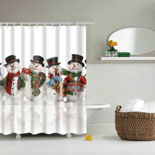 Duschdraperi - Jul Fyra Snögubbar Vit white
