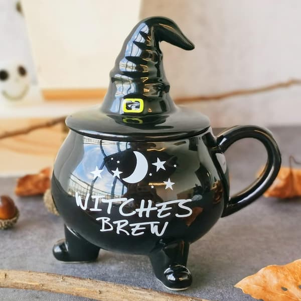 Bryggkaffemuki, Halloween-kahvimuki, Halloween-noitamukit, Uutuus keraaminen muki kannella