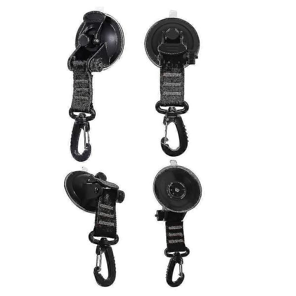 Heavy Duty Suction Cups 4 Pieces with Hooks Upgraded Car Camping Fastener Suction Cup (Black)