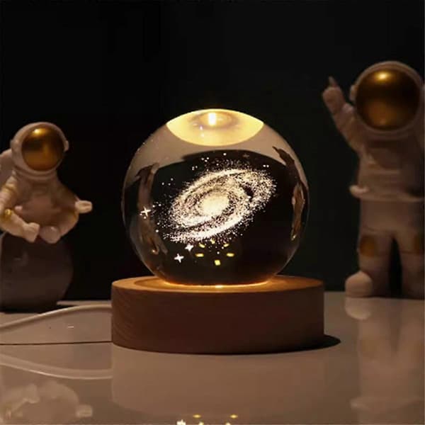 Valentinsdagsgave Galaxy Krystallkulelampe 3D Planet Månelampe USB LED Nattlys,D