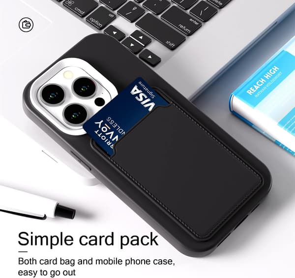 Blødt TPU-telefoncover kompatibelt med Apple iPhone 16 Pro, bagside med kortlomme [JUN]