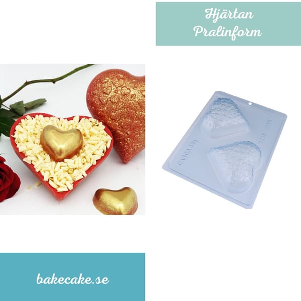 Pralinform Hjerter Sjokoladeform - BWB 9395 - Spesiell 3-delt form Transparent transparent