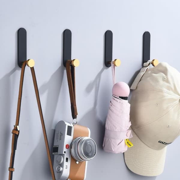 Self-Adhesive Wall Hooks, Metal Towel Hooks, Modern Coat Hooks, Heavy Duty Robe Hooks for Bathroom, Bedroom, Kitchen, Shower, Door, 6-Pack
