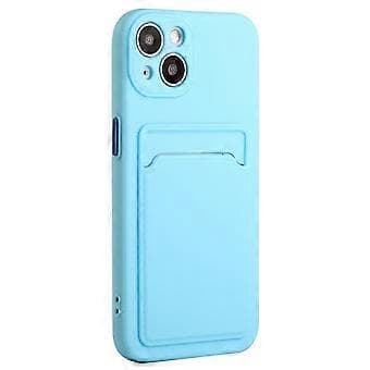 Kompatibelt TPU-beskyttelsesdeksel til iPhone 15, fallsikkert bakdeksel med kortholder (Azure)