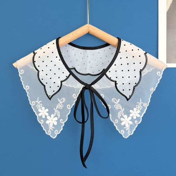 Pretty Embroidered Collar Shawl Collar Detachable Shirt