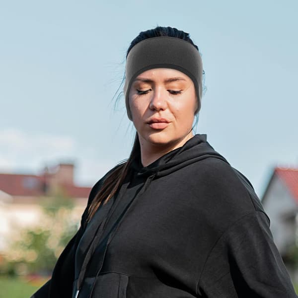 Fleece ørevarmer pannebånd for vinterløping, tykt bredt bånd, polarfleece, menn kvinner, svart