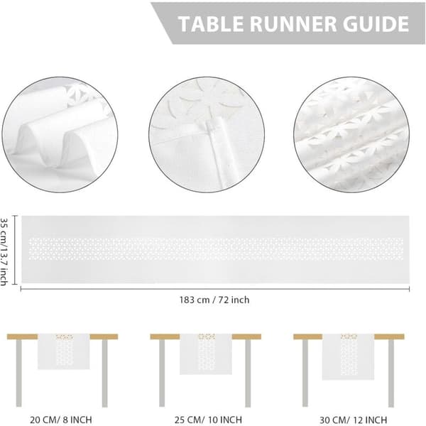183 x 35 cm Linen Table Runner White Modern Table Runner Linen-Look [LD]