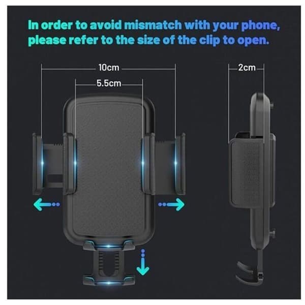Universell biltelefonholder, koppholder for smarttelefoner, maks diameter 5,7 cm - 8,9 cm - Co