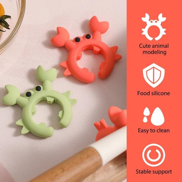 Creative Crab Shaped Silicone Spatula Holder, Universal Crab Silicone Spatula Holder Anti-Overflow Clip Red 8 Red 8 Red 8
