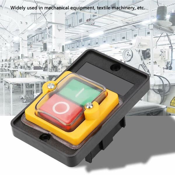 Push Button Switch Machine Switch Button, AC 220V/380V 10A, Including On/Off Button Waterproof and Dustproof