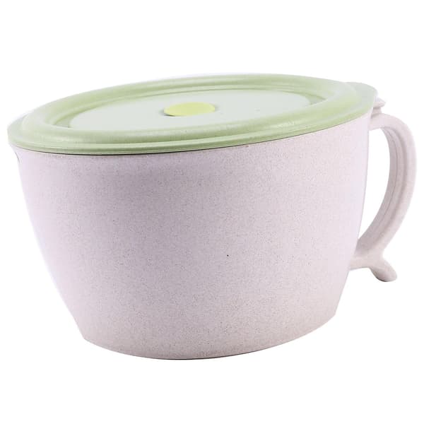 Microwave-Safe Noodle Bowls with Lid - 40 Oz Large Wheat Straw Soup Cup with Phone Holder - Microwave & Dishwasher Safe