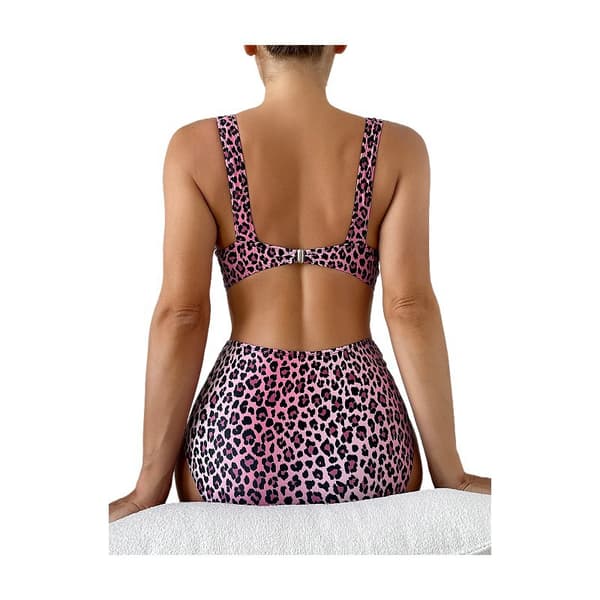 (l)sexig Leopard Høy midje Flare Pouch Split Spa Badedrakt
